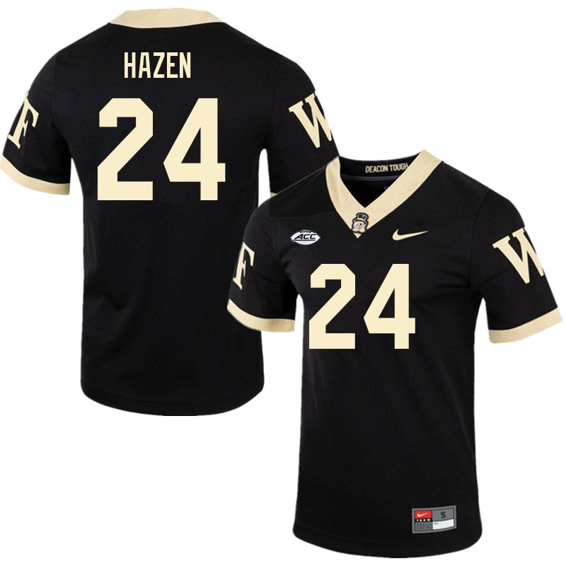 Men-Youth #24 Dylan Hazen Wake Forest Demon Deacons 2023 College Football Jerseys Stitched Sale-Blac